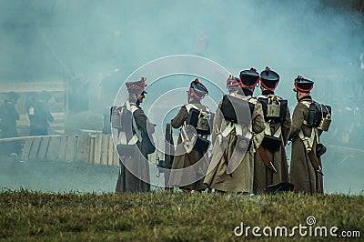 Reconstruction of battles of the Patriotic war of 1812 Russian city Maloyaroslavets. Editorial Stock Photo